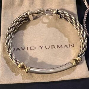 David Yurman Silver Bracelet with Gold Highlights